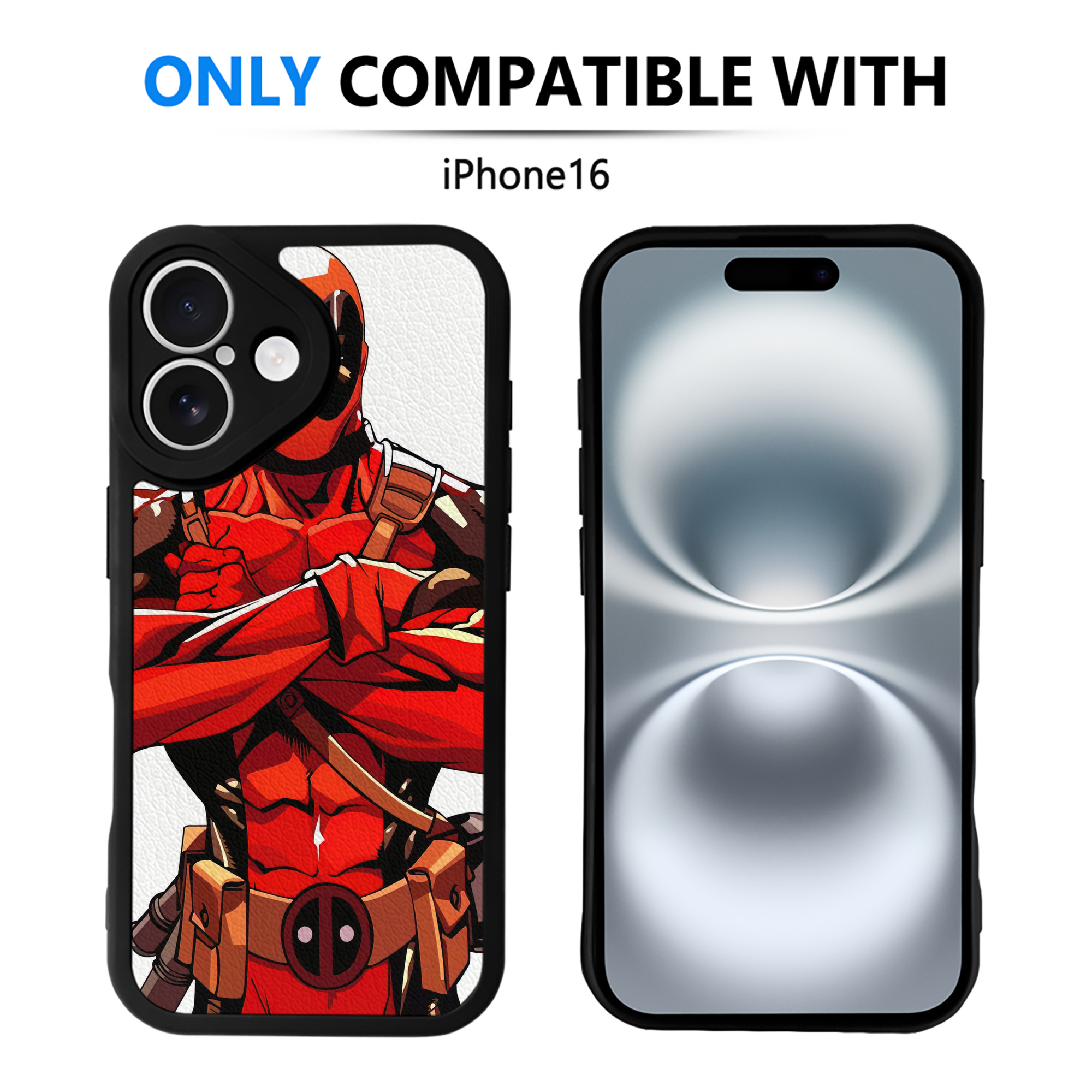 （画像用） Deadpool デッドプール 【iPhone 16シリーズ対応】シリコンスマホケース（レザー調） 材質：シリコン